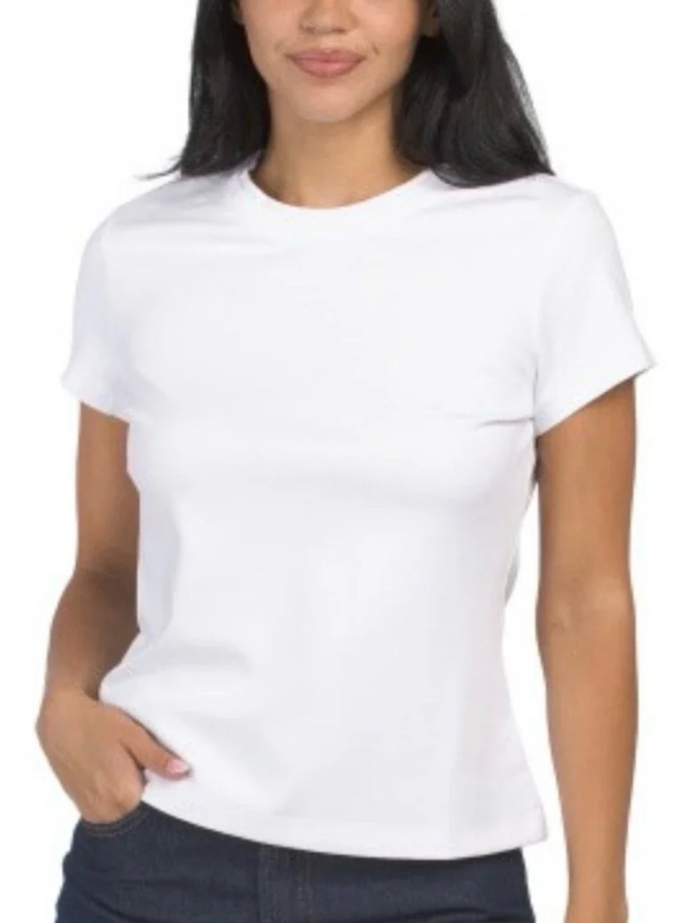 Adrienne Vittadini White Crewneck Short Sleeve Top
